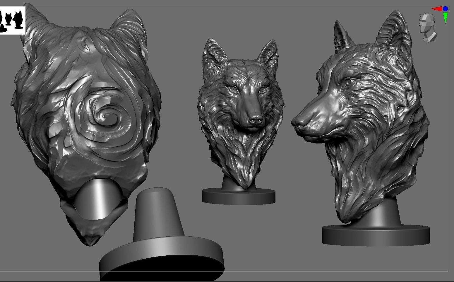 Wolf Bust 3D print model_10