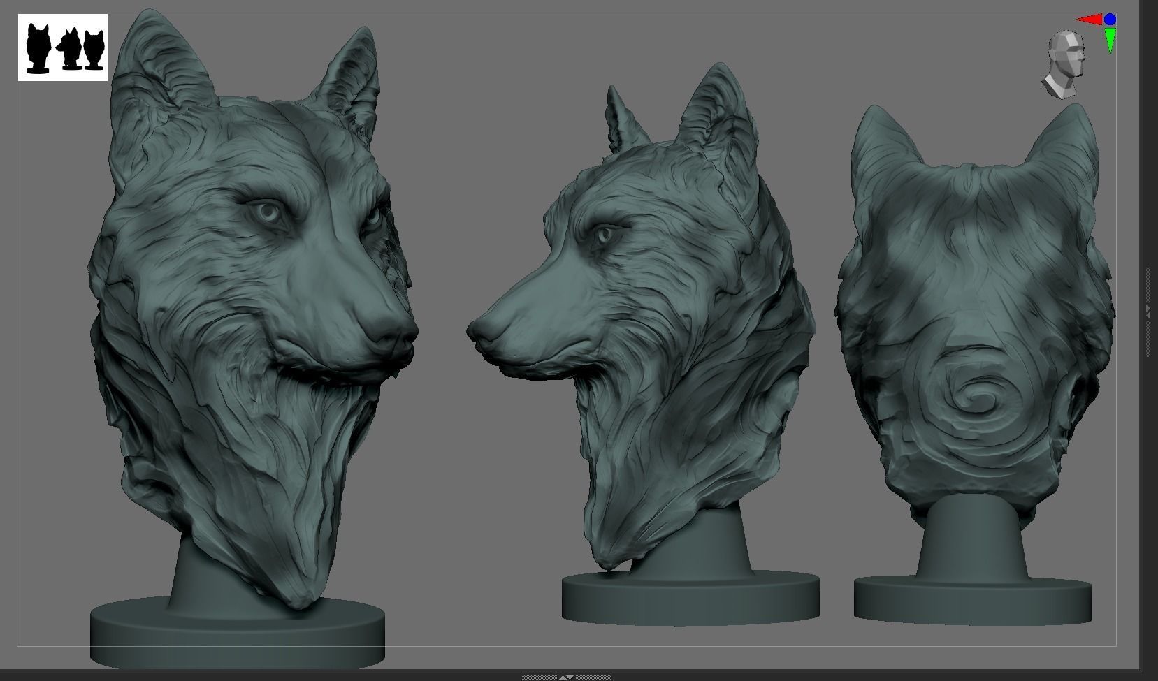Wolf Bust 3D print model_6