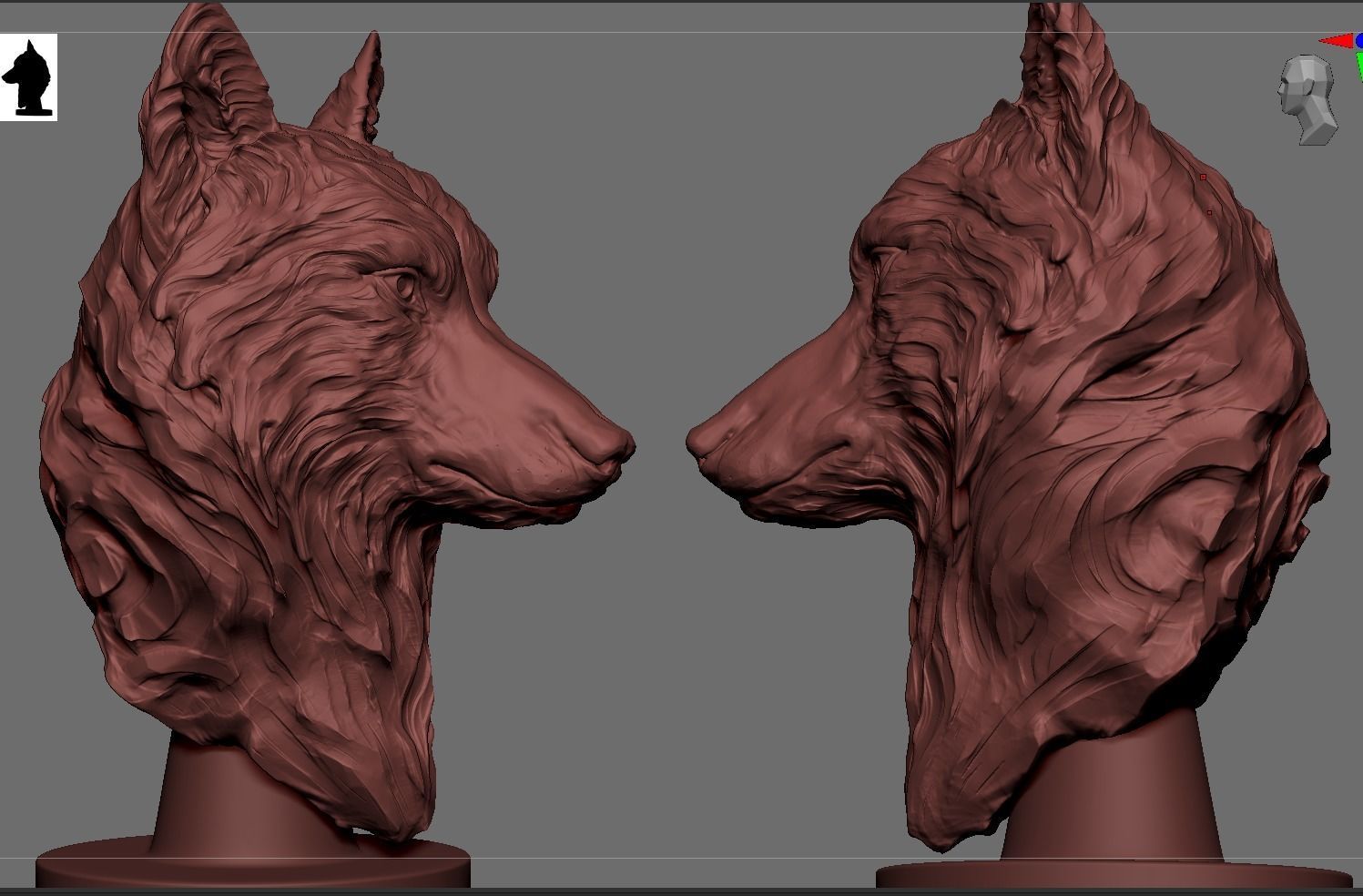 Wolf Bust 3D print model_8