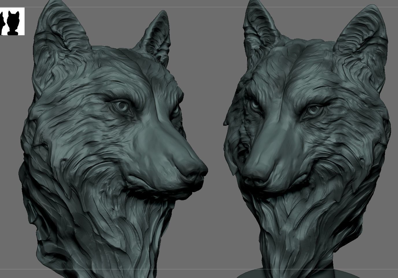 Wolf Bust 3D print model_7