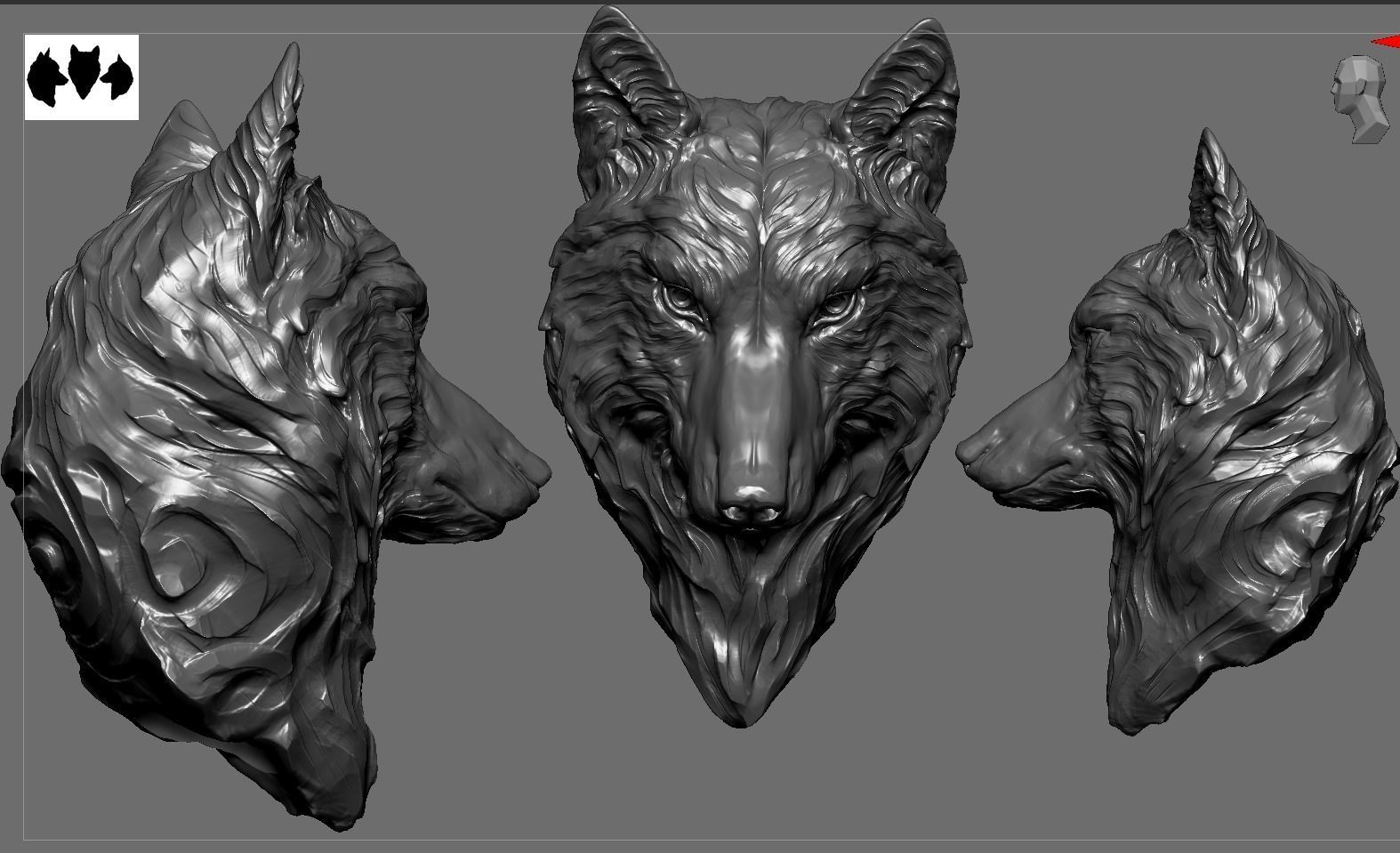 Wolf Bust 3D print model_4