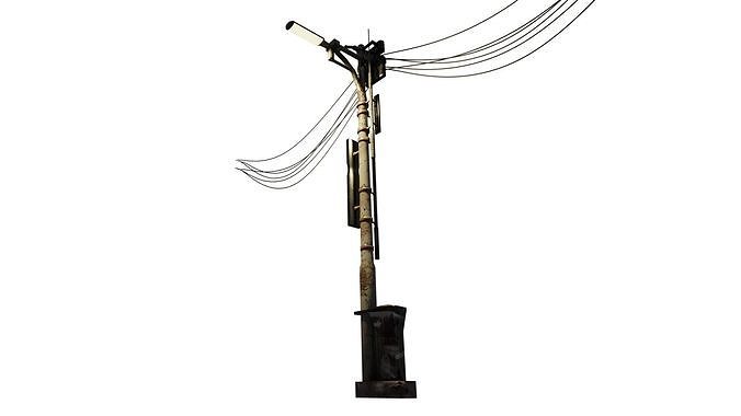 Street Lamp and Cables  Low-poly 3D model