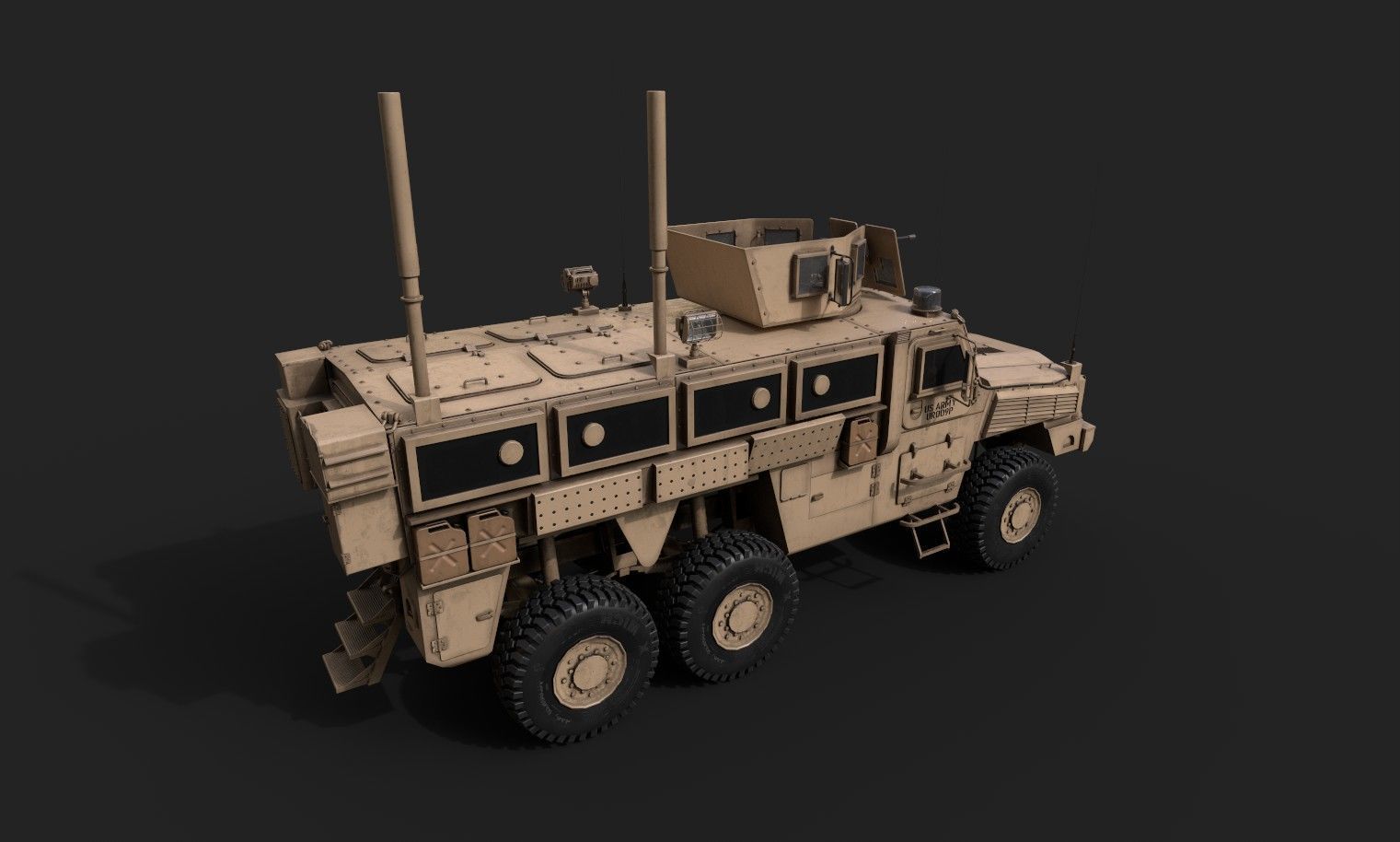 RG-33 MRAP Mine Resistant Vehicle Low-poly 3D model_4