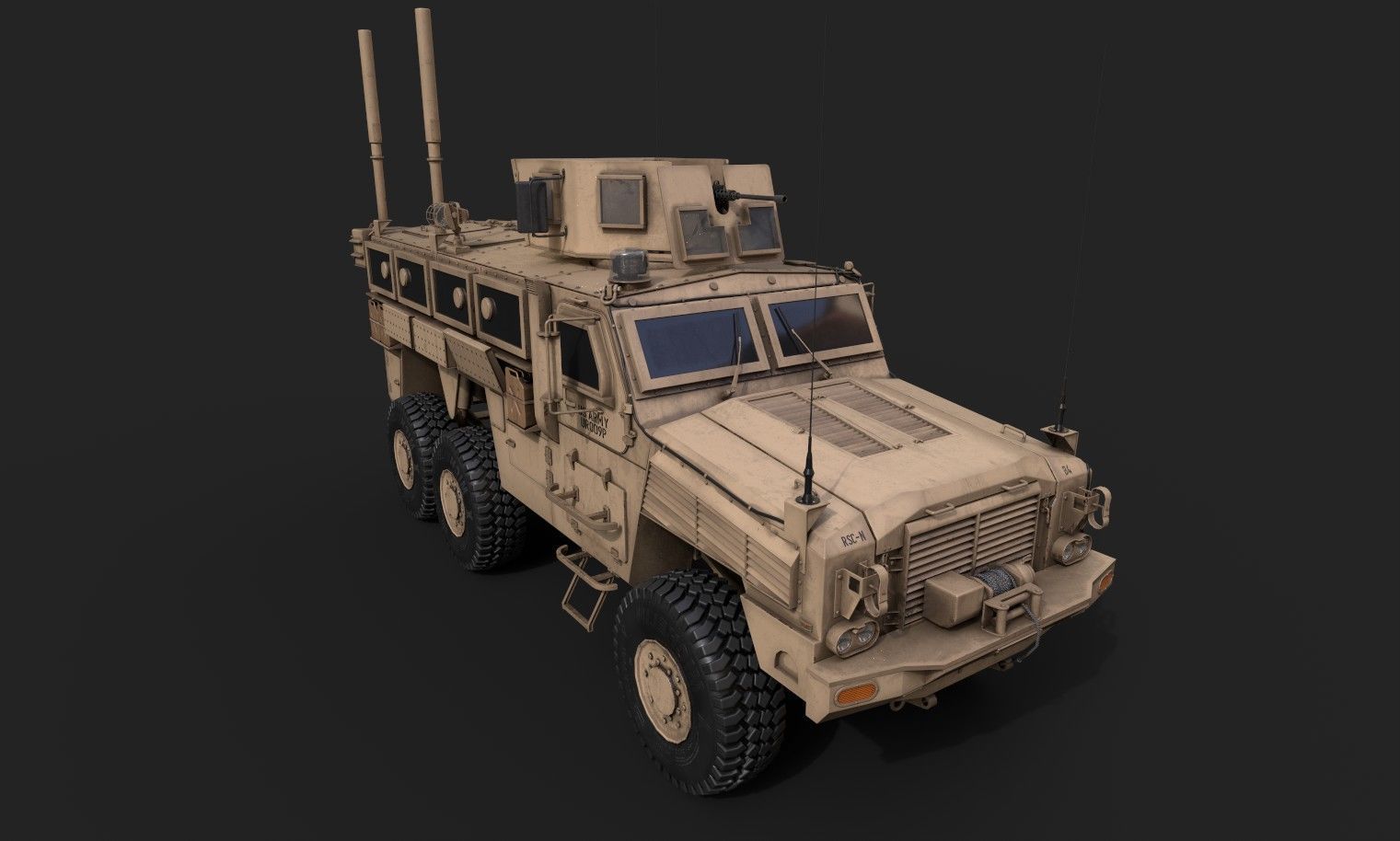 RG-33 MRAP Mine Resistant Vehicle Low-poly 3D model_5