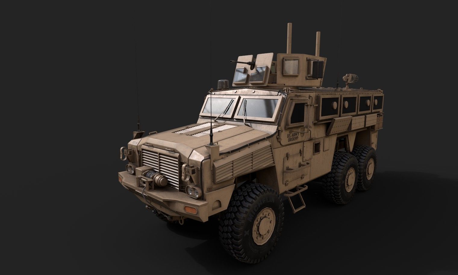 RG-33 MRAP Mine Resistant Vehicle Low-poly 3D model_6