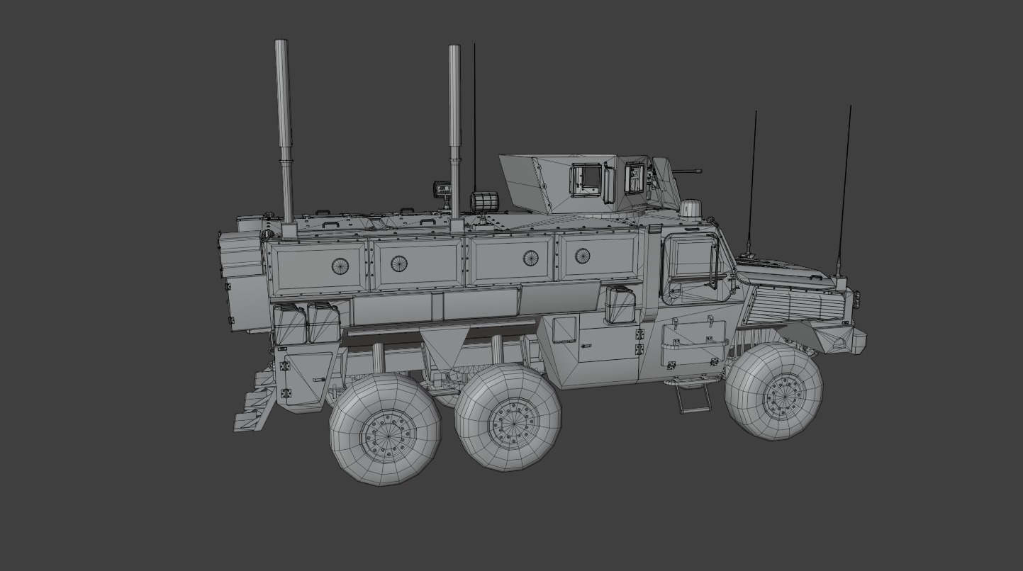 RG-33 MRAP Mine Resistant Vehicle Low-poly 3D model_11
