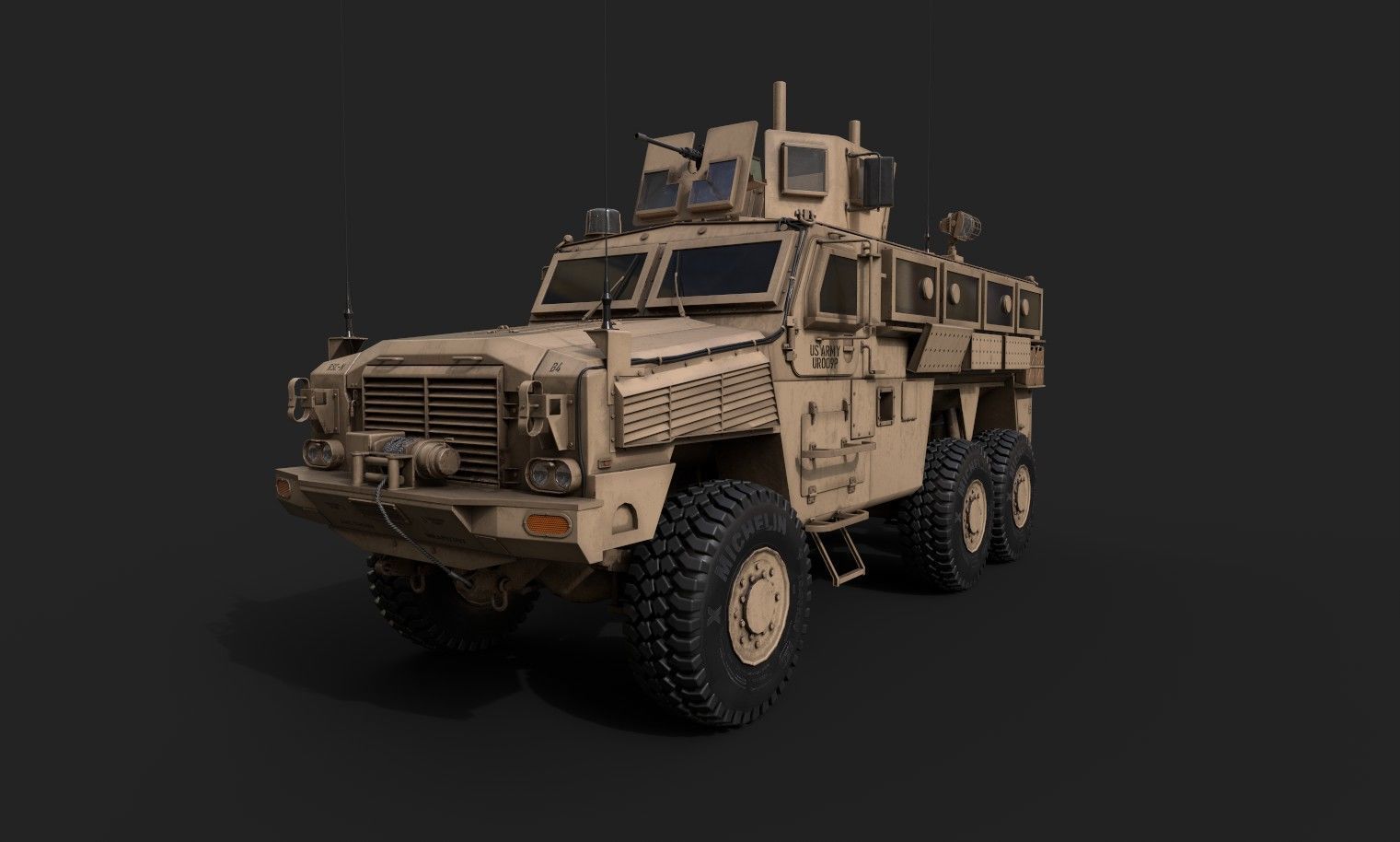 RG-33 MRAP Mine Resistant Vehicle Low-poly 3D model_1
