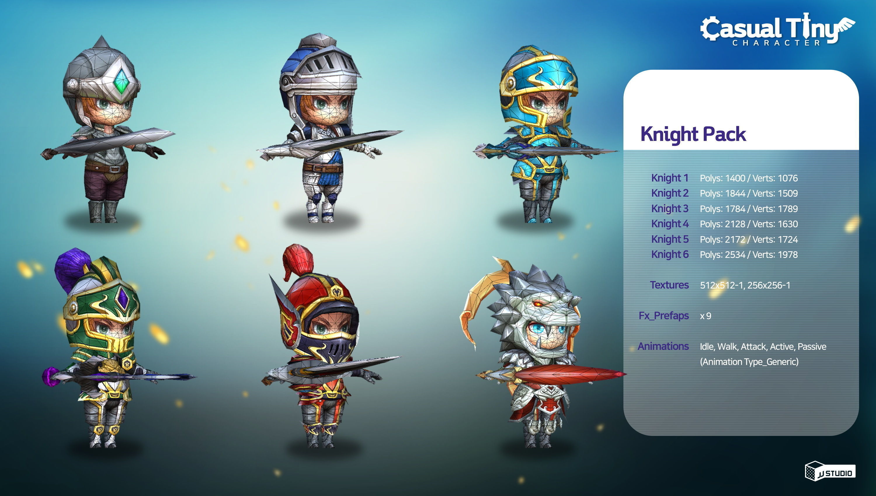 Casual Tiny Character - Knight Pack Low-poly 3D model_1