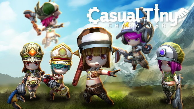 Casual Tiny Character - Mechanic Pack Low-poly 3D model