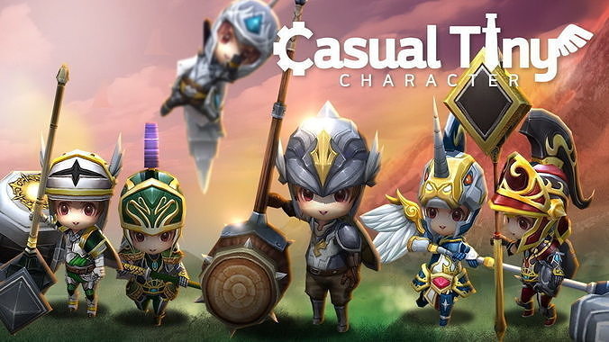 Casual Tiny Character - Paladin Pack Low-poly 3D model