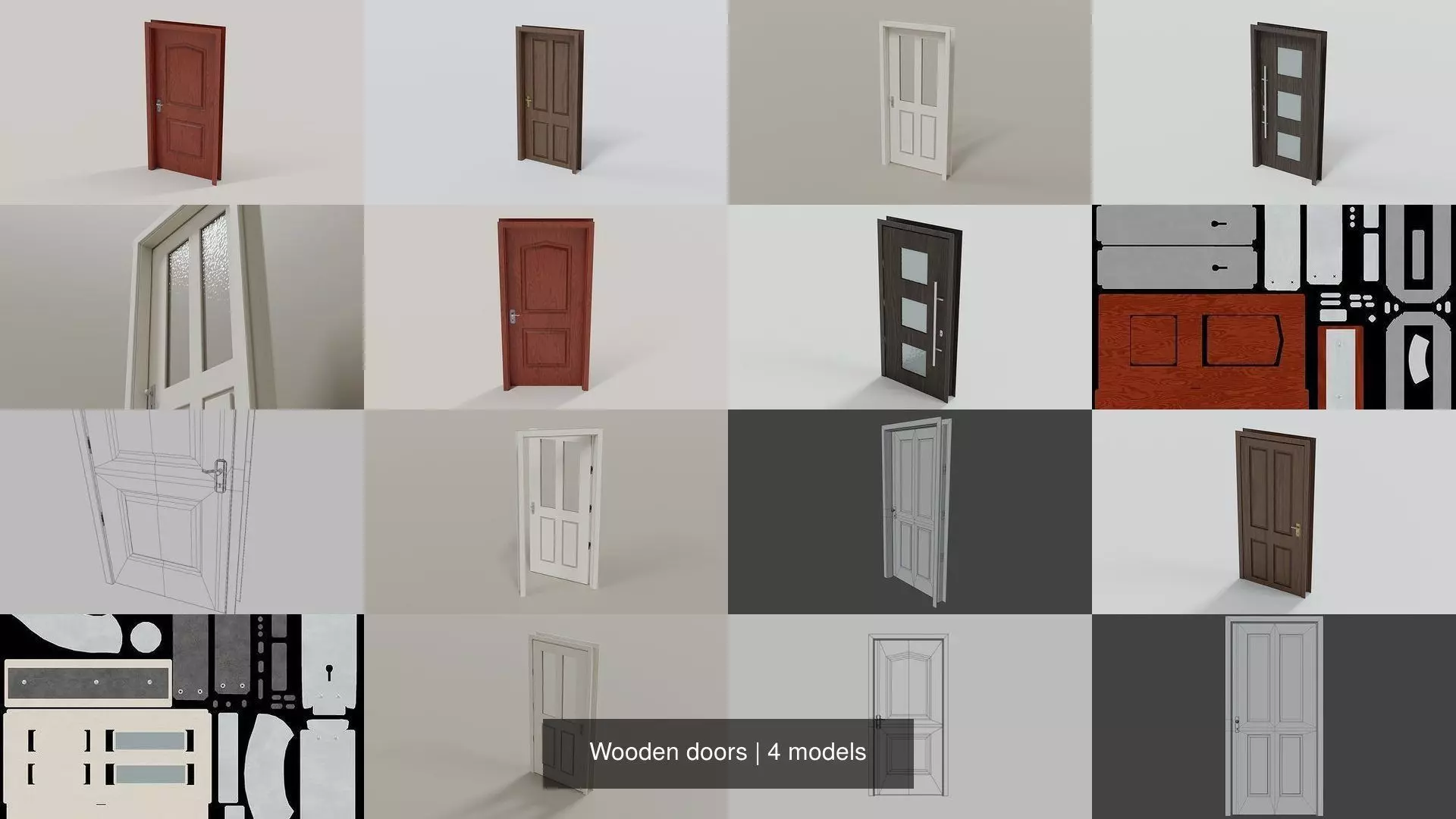 Wooden doors 3D Model Collection_1