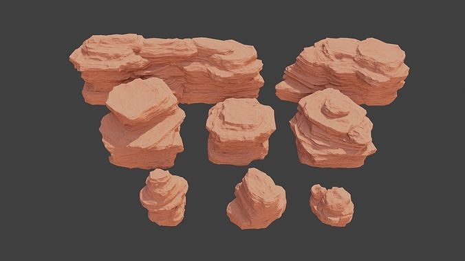 desert rocks Sandstone Low-poly 3D model