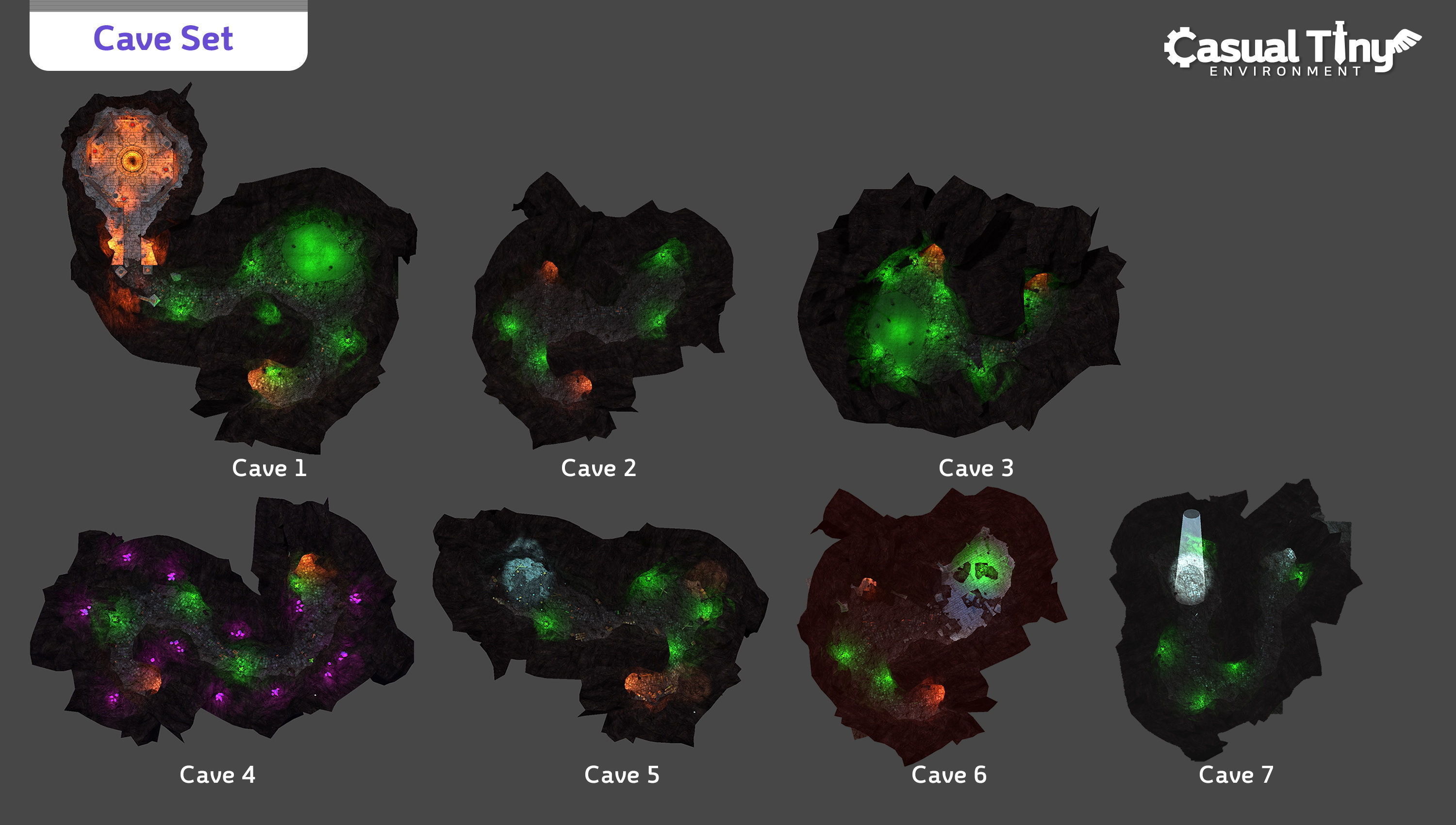 Casual Tiny Environment - Cave Set Low-poly 3D model_1