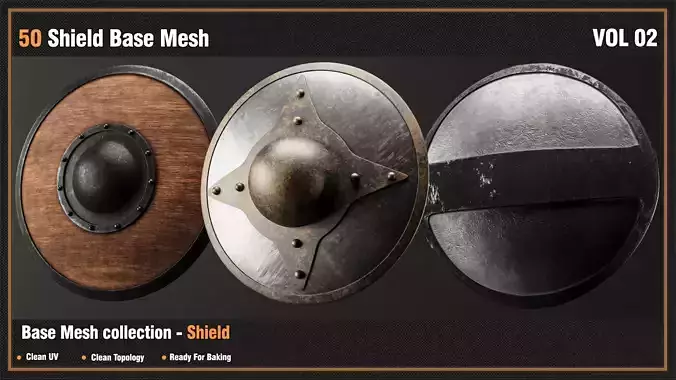 50 Shield Base Mesh - VOL 02-Game Ready 