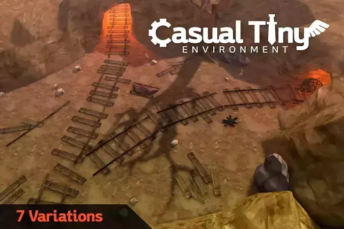 Casual Tiny Environment - Wasteland Set Low-poly 3D model