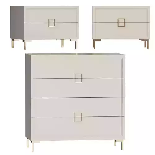 DOLCHE three nightstands gold 3D model