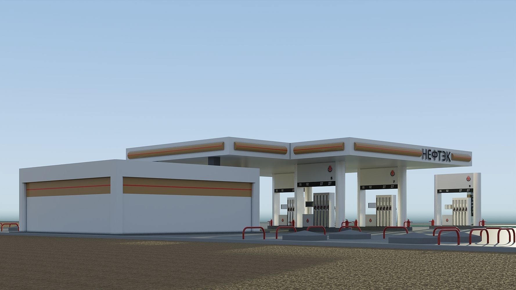 Petrol Station 3D model_4