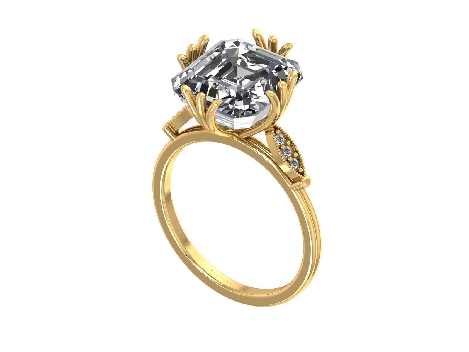Asscher RING  3D print model_3