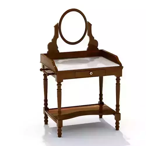 Brown Antique Wood Mirrored Vanity