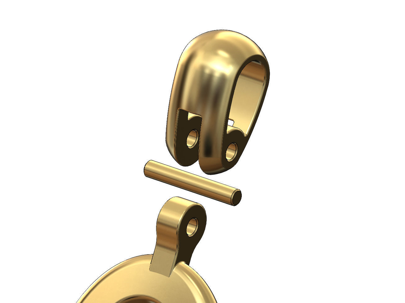 Chamfred pufflink pendant with bail 3D print model_4