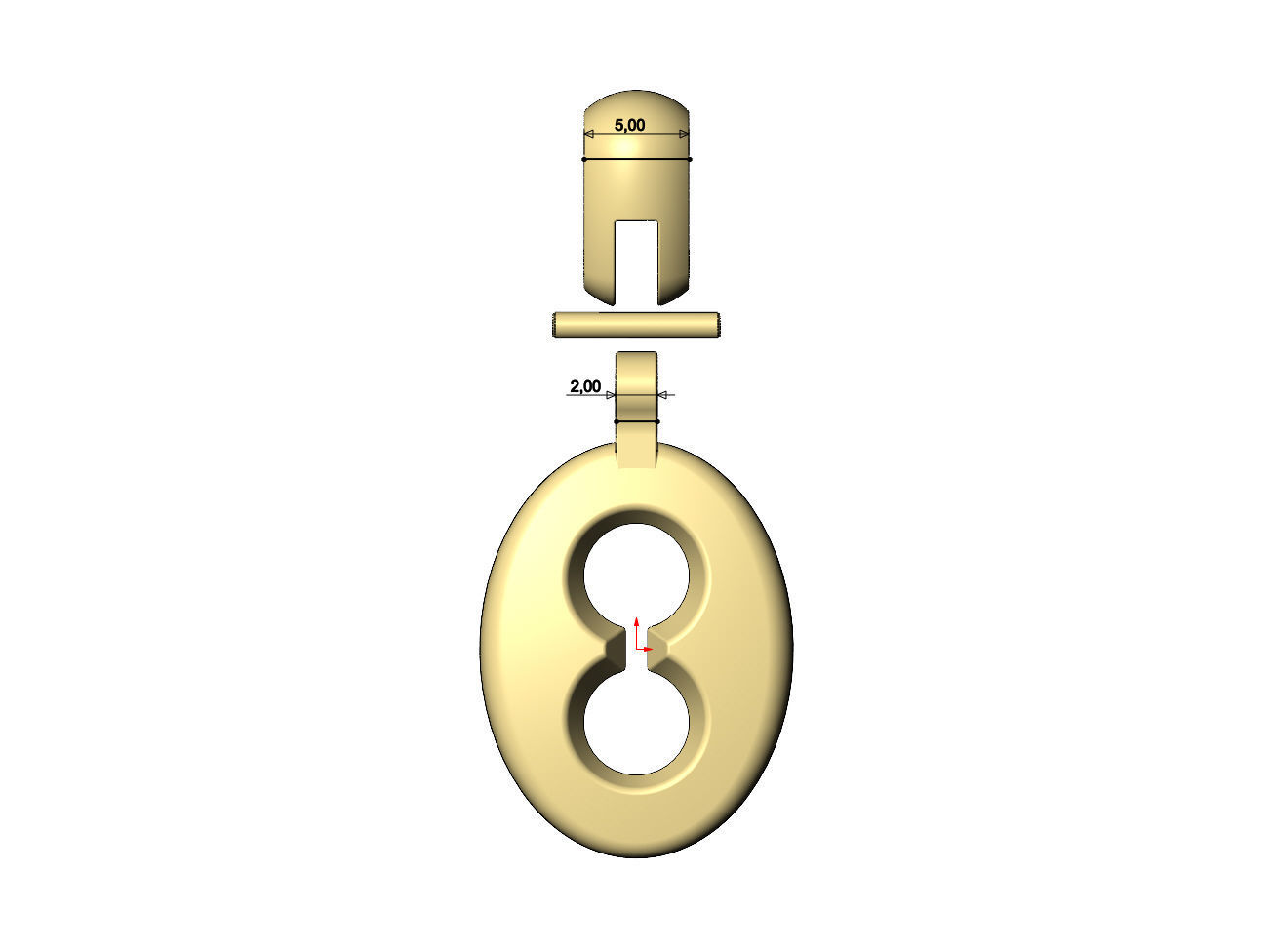Chamfred pufflink pendant with bail 3D print model_7