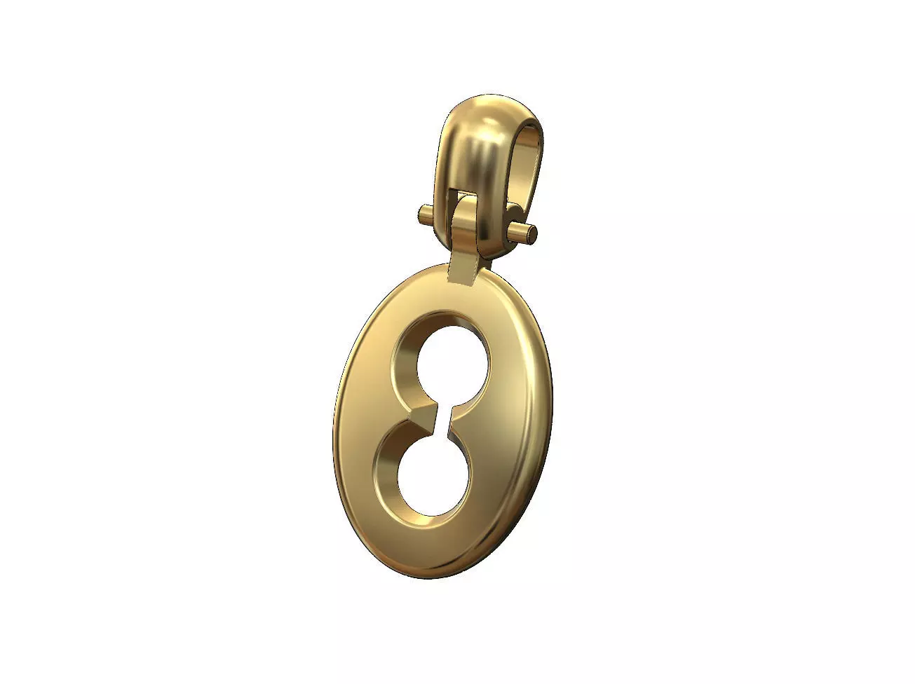 Chamfred pufflink pendant with bail 3D print model_0