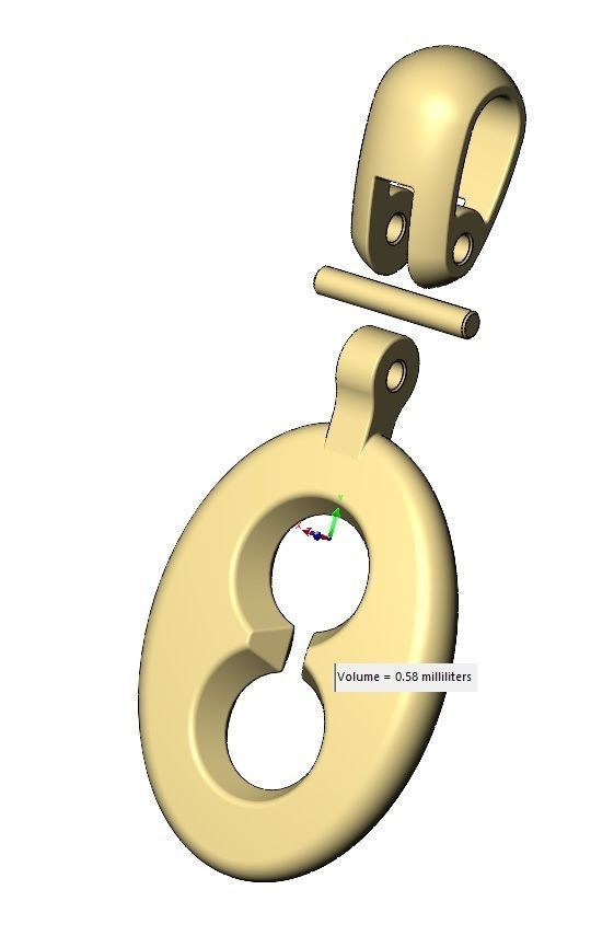 Chamfred pufflink pendant with bail 3D print model_10