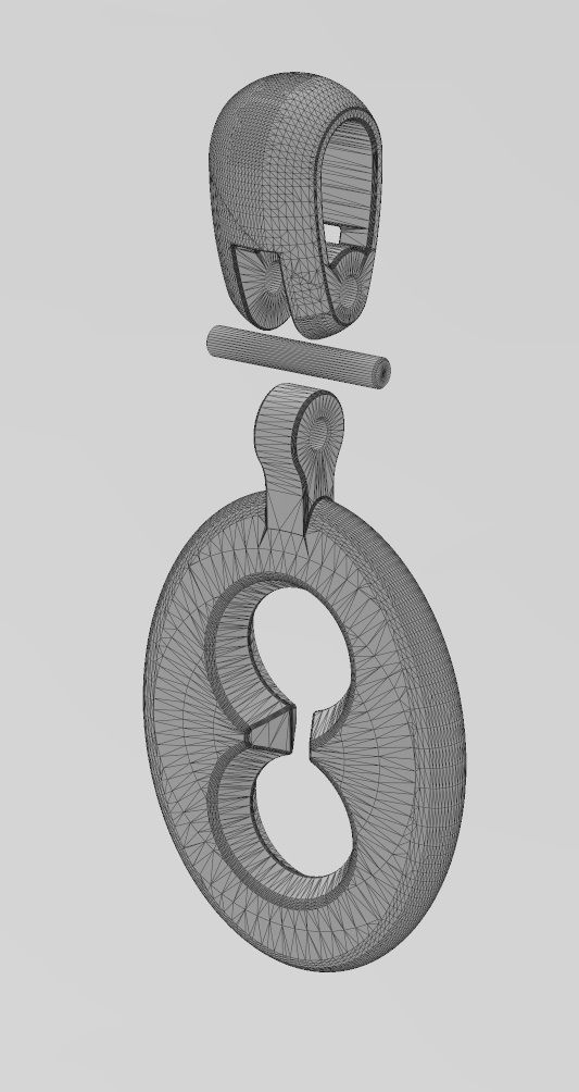 Chamfred pufflink pendant with bail 3D print model_12
