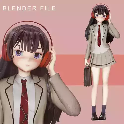 Anime School Girl - Blender file