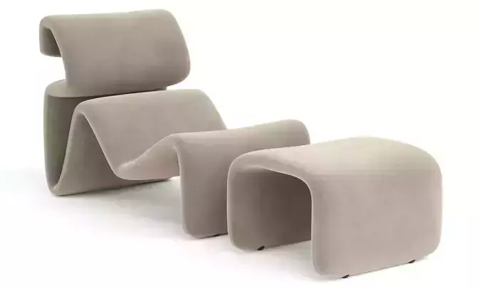 Artilleriet Etcetera Fabric lounge chair and footstool