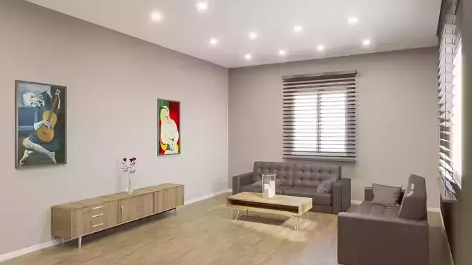 Simple Interior scene with artwork