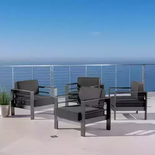 Aivery Contemporary Aluminum Chair with Cushions Set of 4