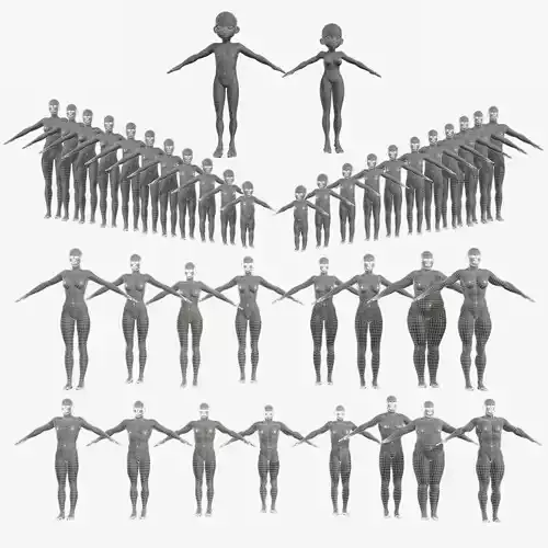 Characters Base Models Megapak Free 3D model