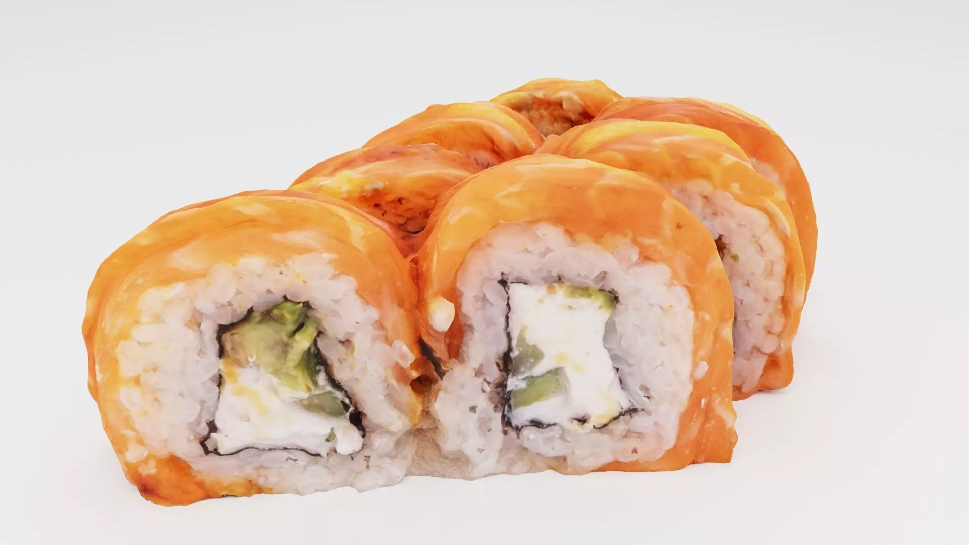 Rolls with fresh salmon tuna and cheese 3D model_0
