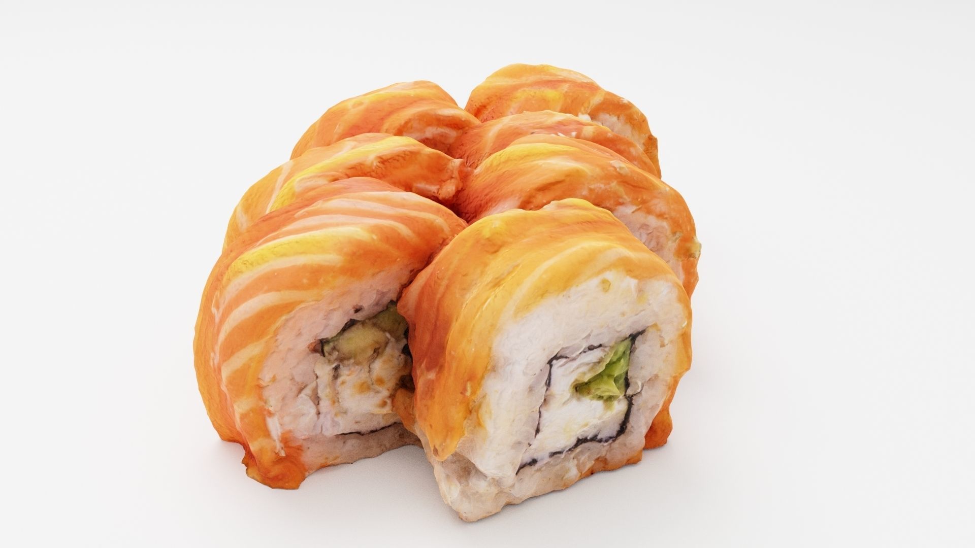 Rolls with fresh salmon tuna and cheese 3D model_5