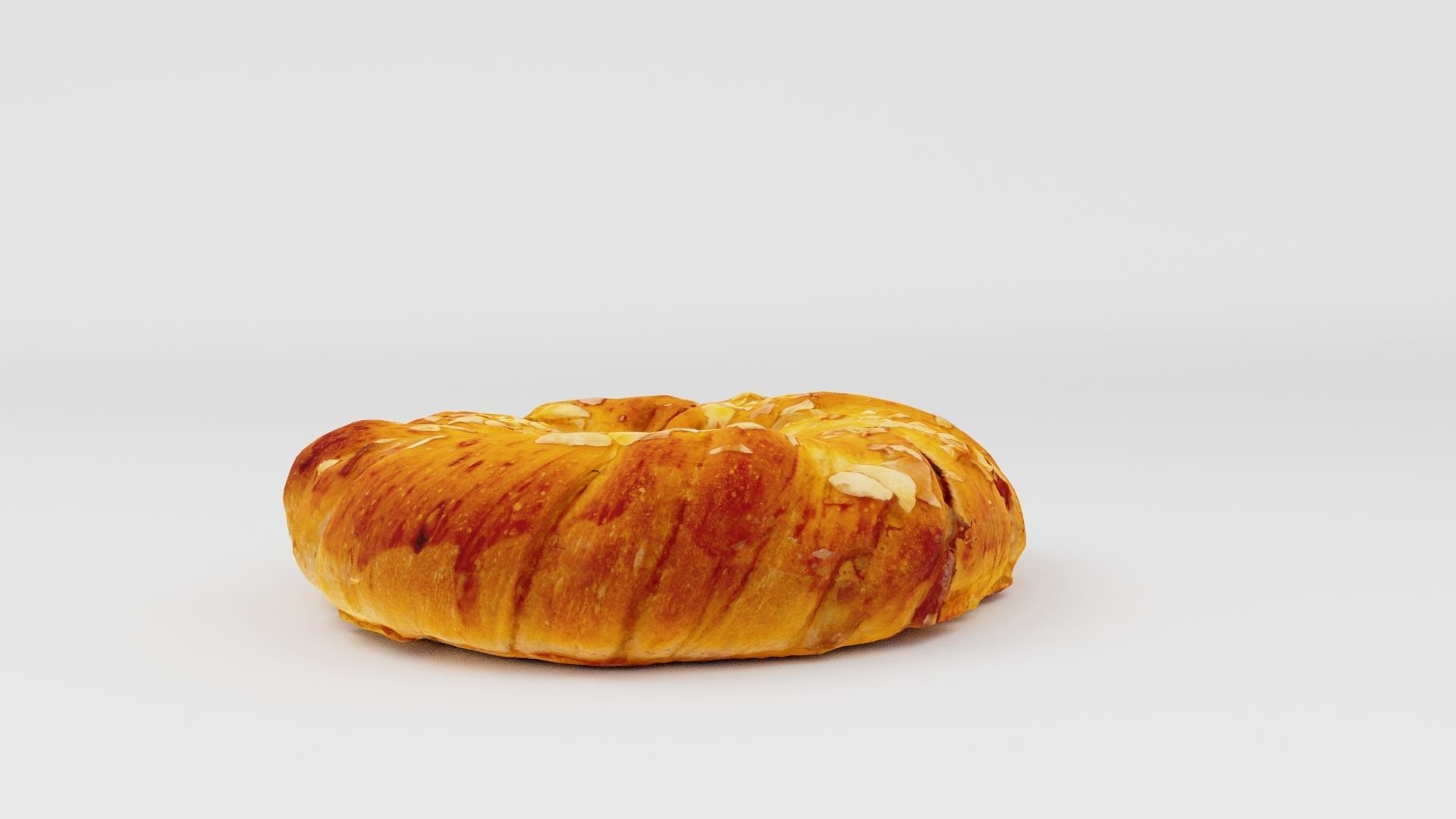 Roll bun or small loaf with pieplant and strawberries 3D model_3