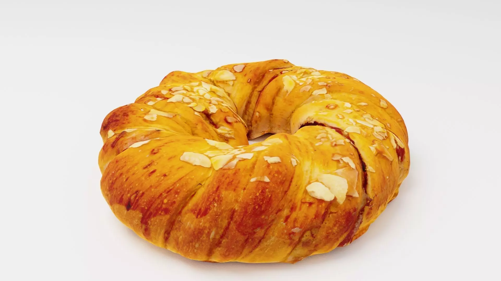 Roll bun or small loaf with pieplant and strawberries 3D model_0