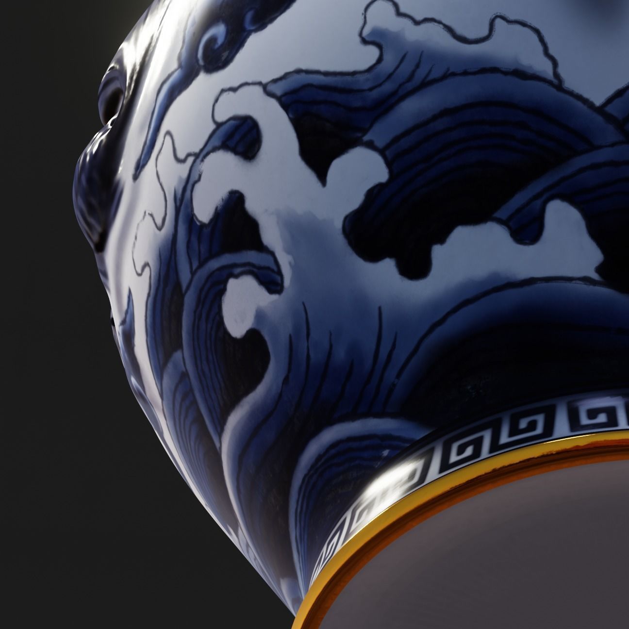 Stylised Chinese Vase Low-poly 3D model_7