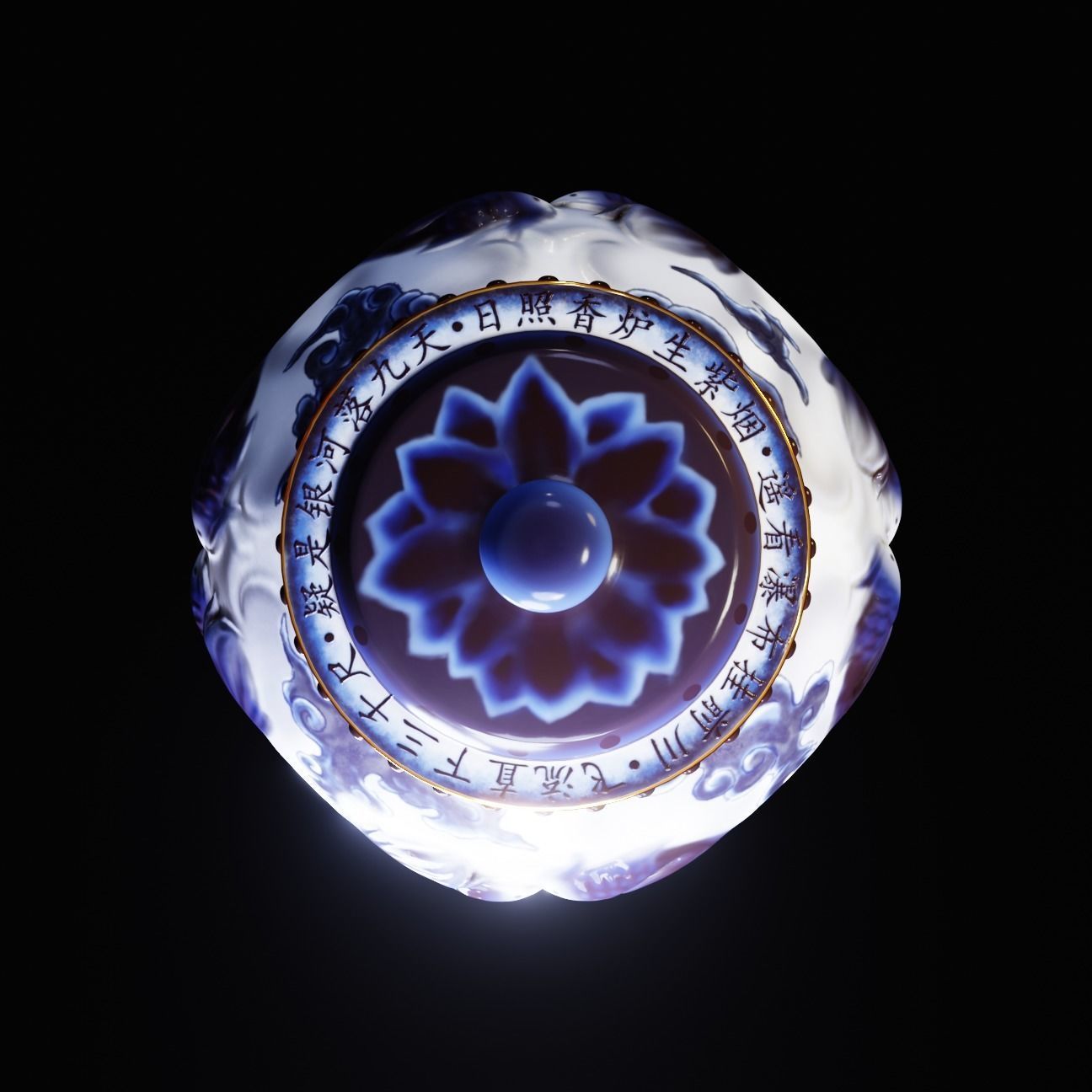 Stylised Chinese Vase Low-poly 3D model_2