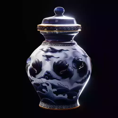 Stylised Chinese Vase Low-poly 3D model