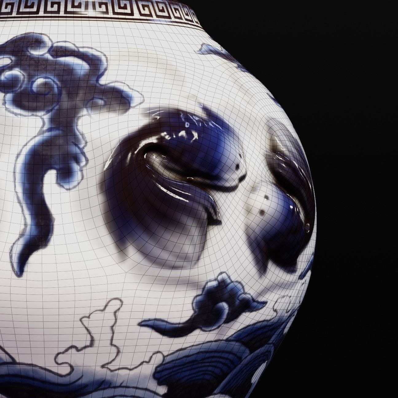 Stylised Chinese Vase Low-poly 3D model_12