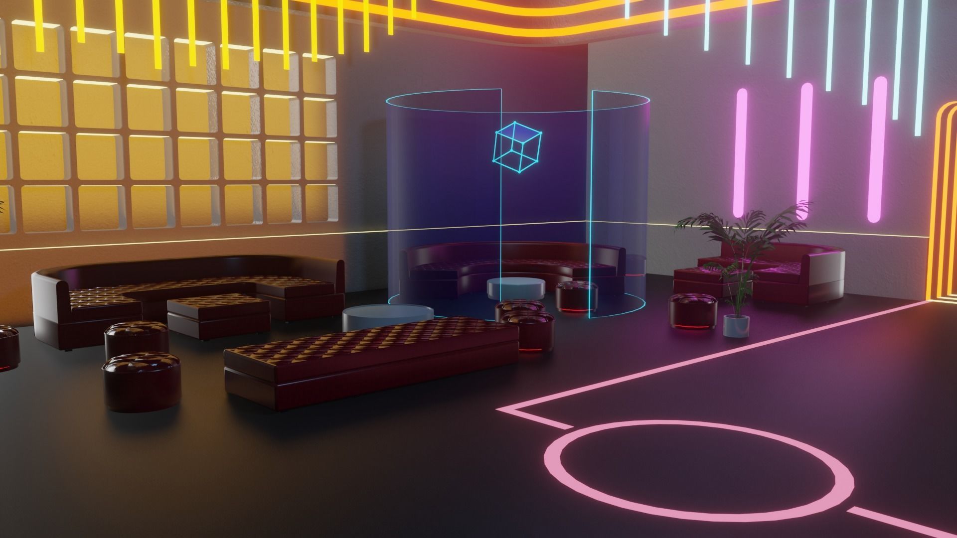 Metaverse Party Room Low-poly 3D model_6
