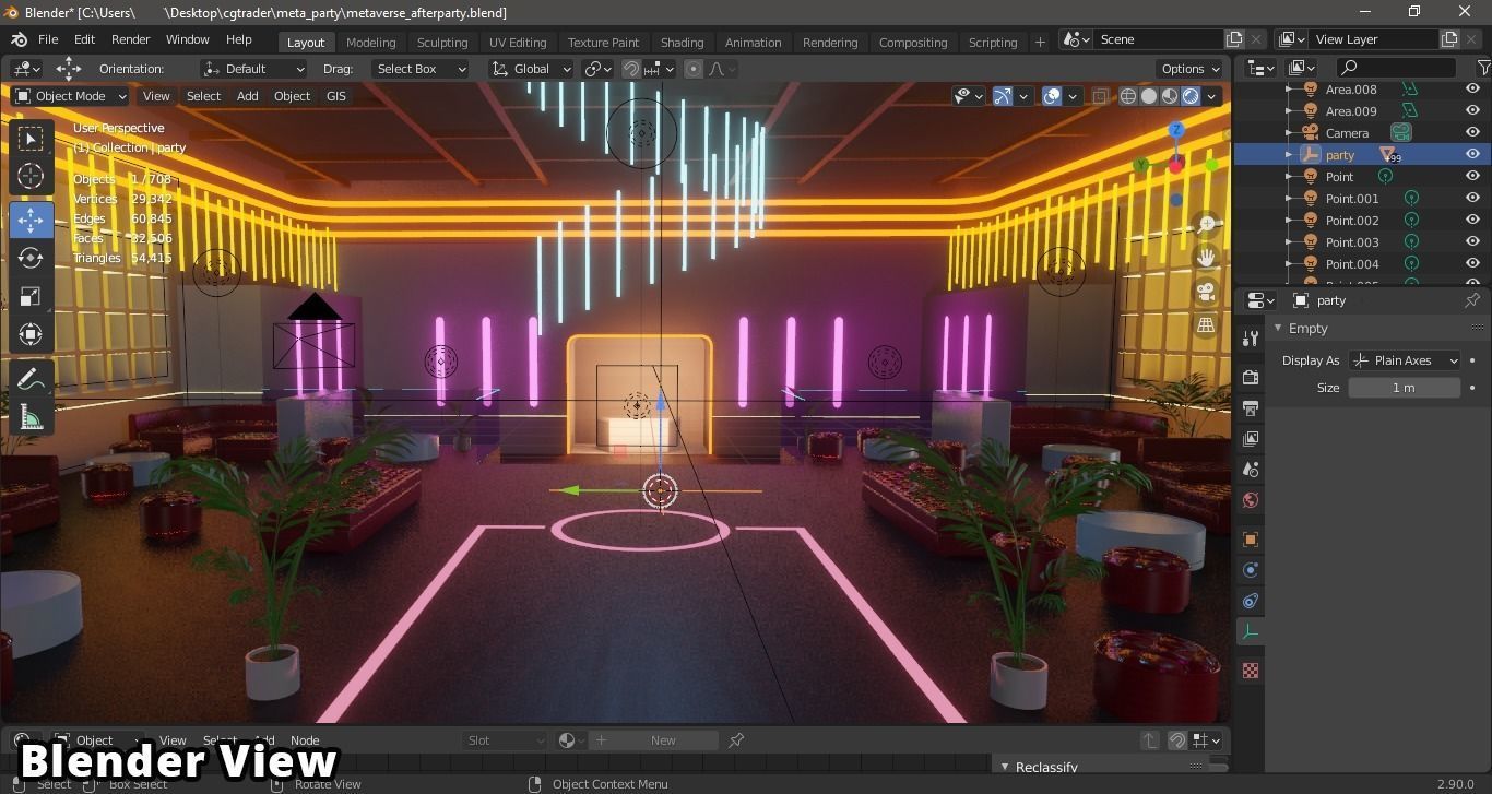 Metaverse Party Room Low-poly 3D model_31