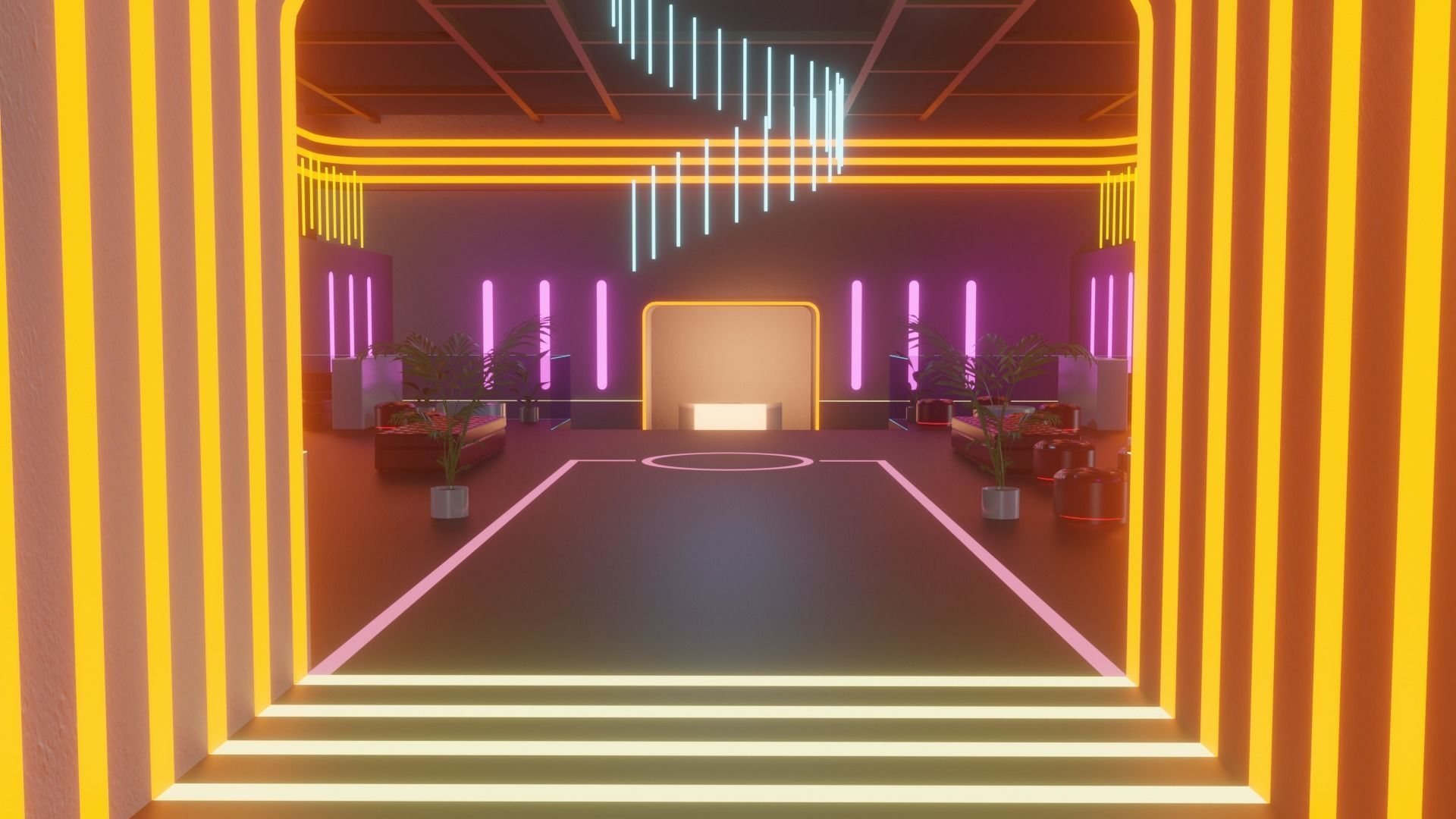 Metaverse Party Room Low-poly 3D model_7
