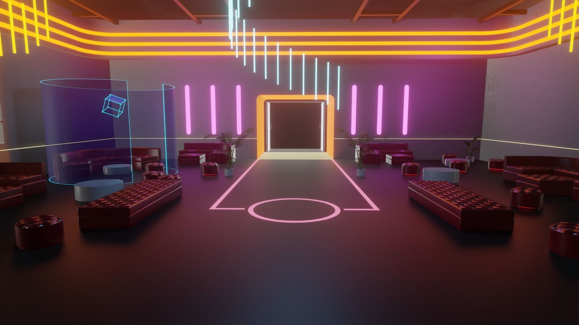 Metaverse Party Room Low-poly 3D model_8