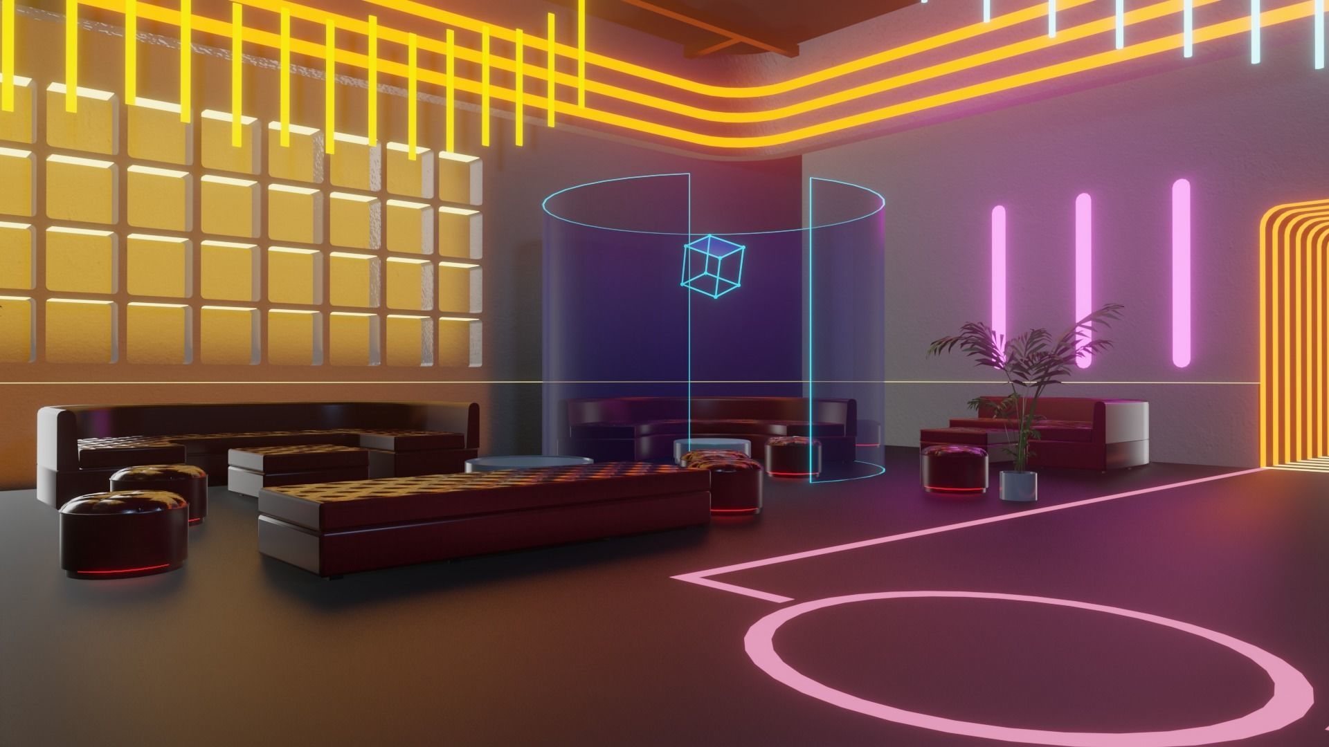 Metaverse Party Room Low-poly 3D model_4