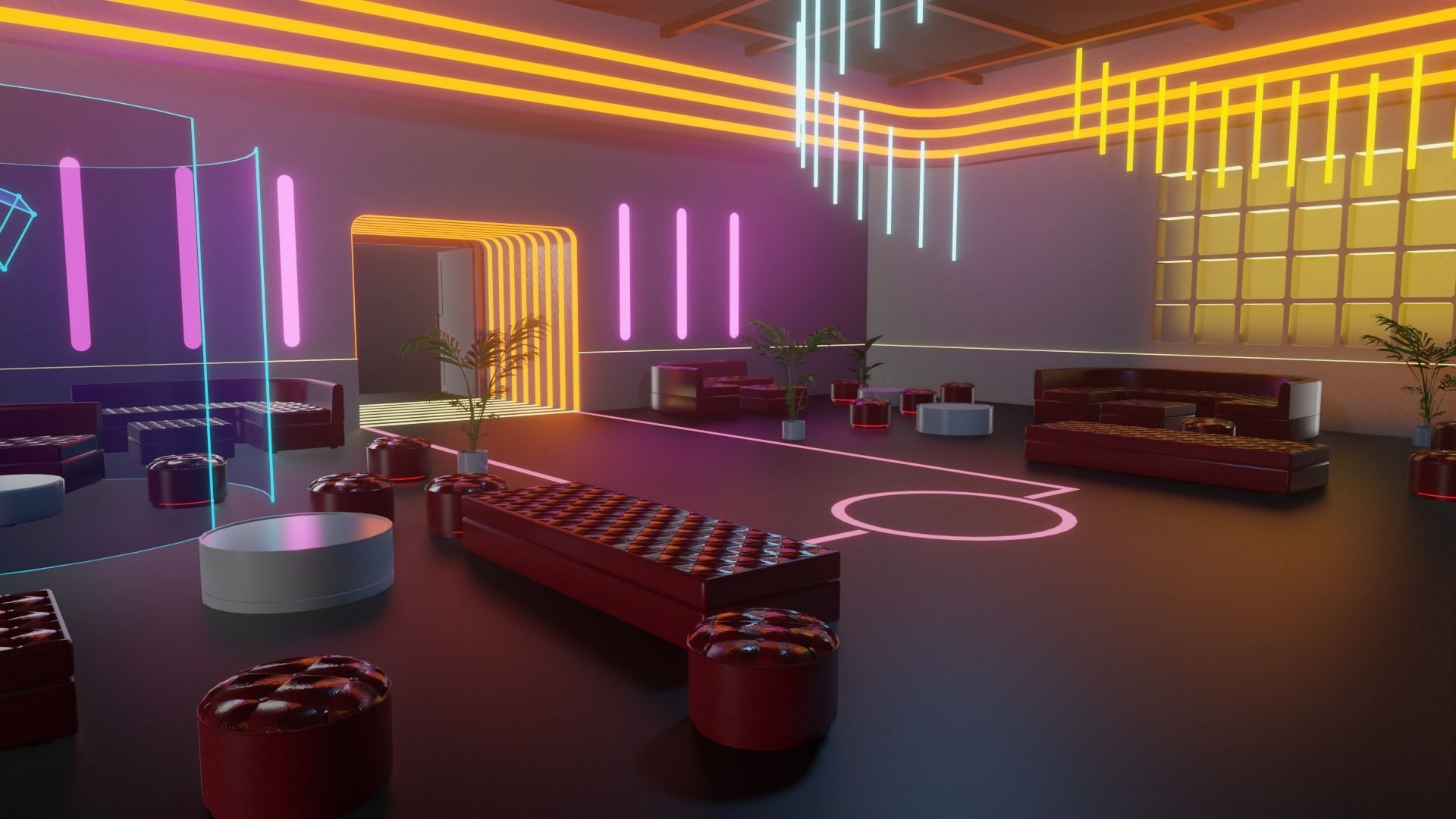 Metaverse Party Room Low-poly 3D model_9