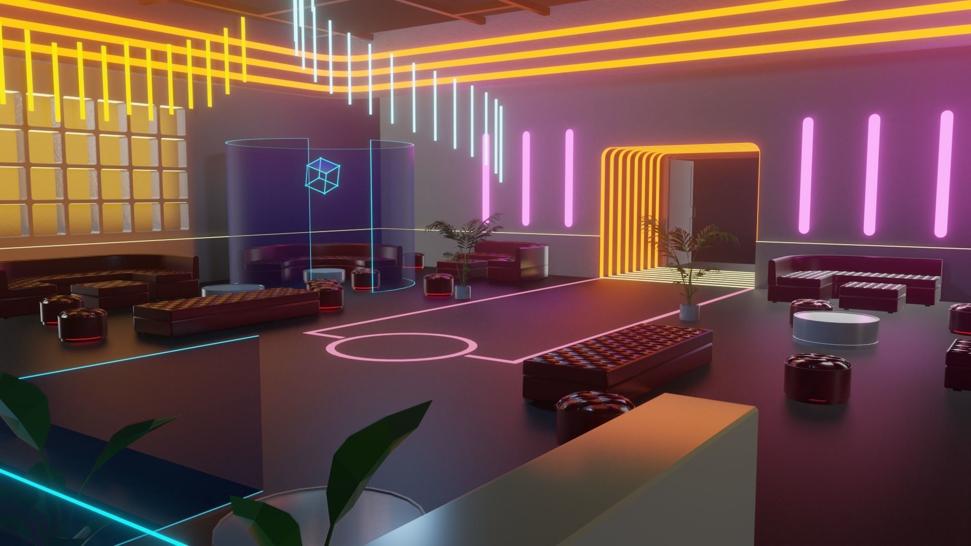 Metaverse Party Room Low-poly 3D model_19