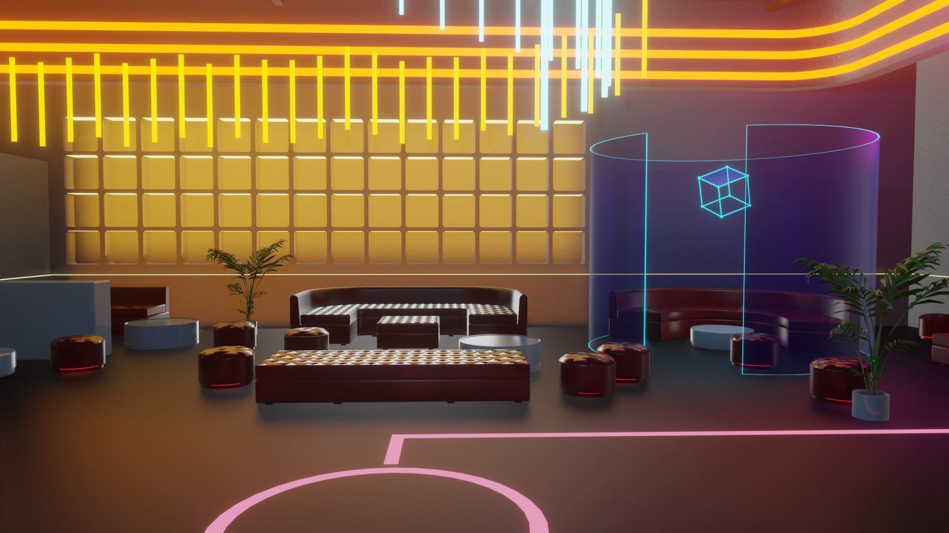 Metaverse Party Room Low-poly 3D model_3