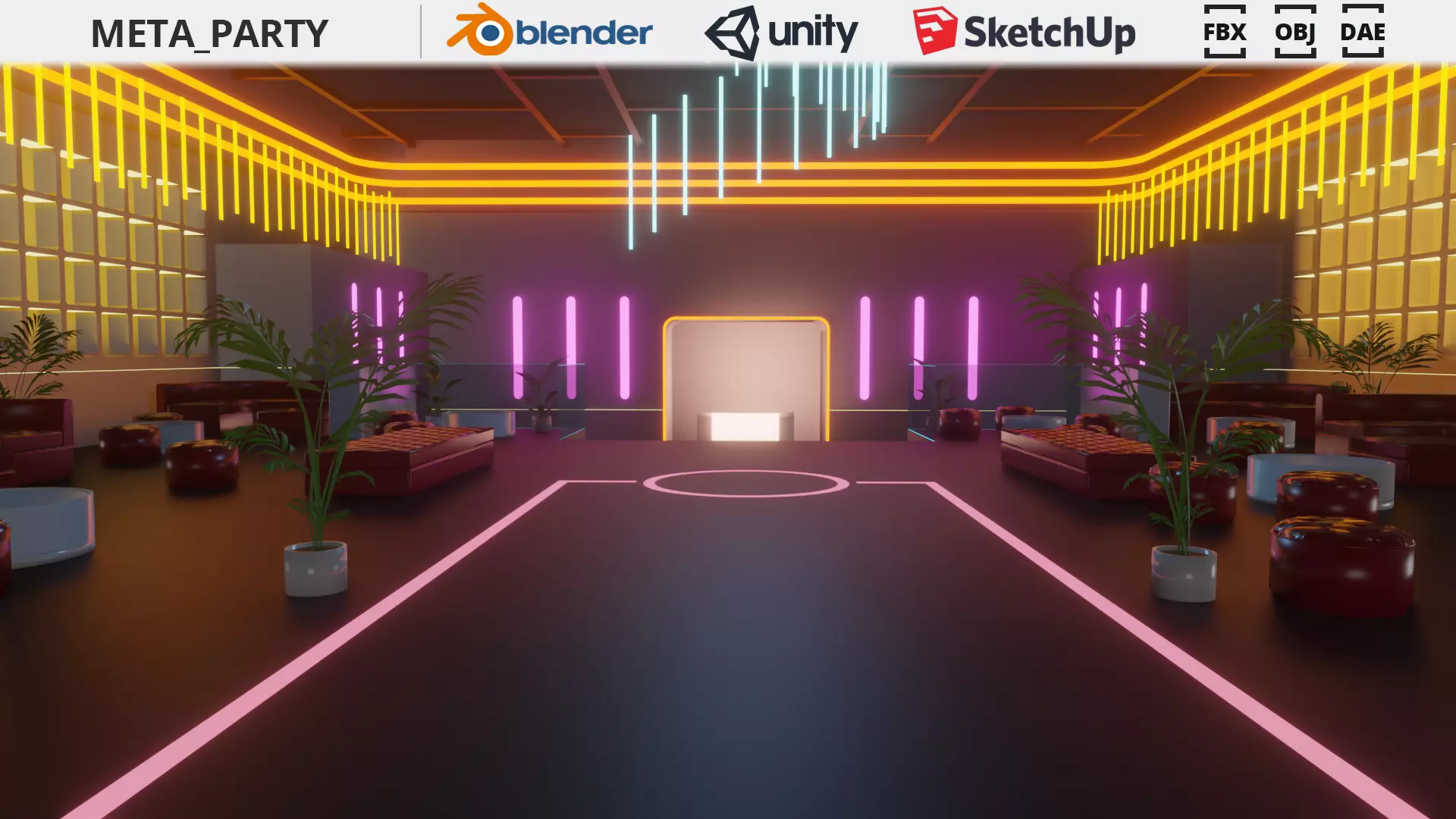 Metaverse Party Room Low-poly 3D model_0